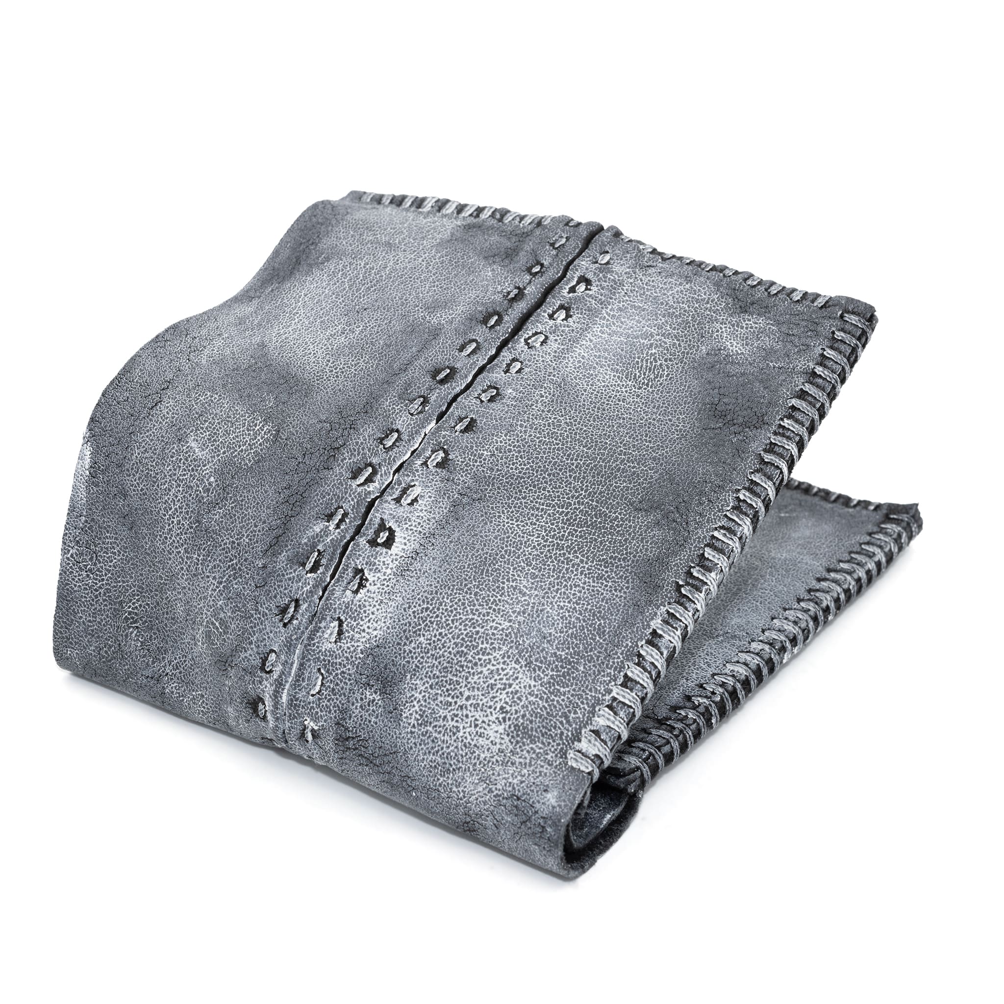 a closed seam 6 pocket bifold wallet crafted from a supple matte black kangaroo leather with a contrasting pigmented wax finish available to buy online from artisanal leather studio atelierskn.com