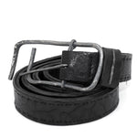 double layered matte black full grain horse leather belt with a hand forged oxidised .925 sterling silver buckle, expertly hand sewn by independent UK based designer atelier SKN.