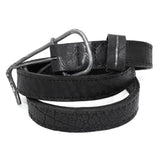 double layered matte black full grain horse leather belt with a hand forged oxidised .925 sterling silver buckle, expertly hand sewn by independent UK based designer atelier SKN.