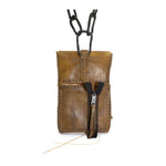 medium-sized transparent natural horse leather open seam cross body bag with a forged-iron chain link strap and zipper pocket on the back, completely handmade in the UK by atelier SKN
