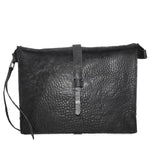 hand stitched over a 50hr period the washed cordovan clutch bag features deconstructed side panels, hand forged iron hardware and a riri zipper closure adorned with solid .925 sterling silver zipper pulls. the bag is available to buy online from avant garde leather studio atelierskn.com