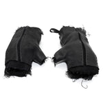 hand stitched over a 35hr period the washed cordovan gloves feature deconstructed open seam panels, hand forged solid .999 sterling silver button and a raw cut stone washed ramie lining. the gloves are available to buy online from avant garde leather studio atelierskn.com 