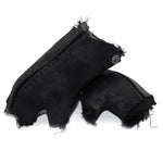 hand stitched over a 35hr period the washed cordovan gloves feature deconstructed open seam panels, hand forged solid .999 sterling silver button and a raw cut stone washed ramie lining. the gloves are available to buy online from avant garde leather studio atelierskn.com 