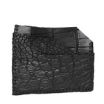 hand stitched over an 8 hour period the genuine crocodile cardholder features multiple card slots, hand stitched overlock sides and an array of unique textures. the cardholder is available to buy online from avant garde leather studio atelierskn.com