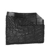 hand stitched over an 8 hour period the genuine crocodile cardholder features multiple card slots, hand stitched overlock sides and an array of unique textures. the cardholder is available to buy online from avant garde leather studio atelierskn.com