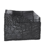 hand stitched over an 8 hour period the genuine crocodile cardholder features multiple card slots, hand stitched overlock sides and an array of unique textures. the cardholder is available to buy online from avant garde leather studio atelierskn.com