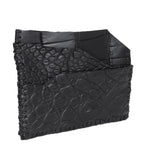hand stitched over an 8 hour period the genuine crocodile cardholder features multiple card slots, hand stitched overlock sides and an array of unique textures. the cardholder is available to buy online from avant garde leather studio atelierskn.com