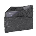hand stitched over an 8 hour period the genuine crocodile cardholder features multiple card slots, hand stitched overlock sides and an array of unique textures. the cardholder is available to buy online from avant garde leather studio atelierskn.com