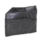 hand stitched over an 8 hour period the genuine crocodile cardholder features multiple card slots, hand stitched overlock sides and an array of unique textures. the cardholder is available to buy online from avant garde leather studio atelierskn.com