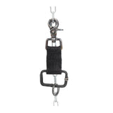 the hand sewn crocodile leather keychain features a flat matte black dye treatment and a distressed lobster swivel clip. a hand forged black iron ring holds the oxidised .925 silver key ring. Buy online from avant garde leather studio atelier skn.