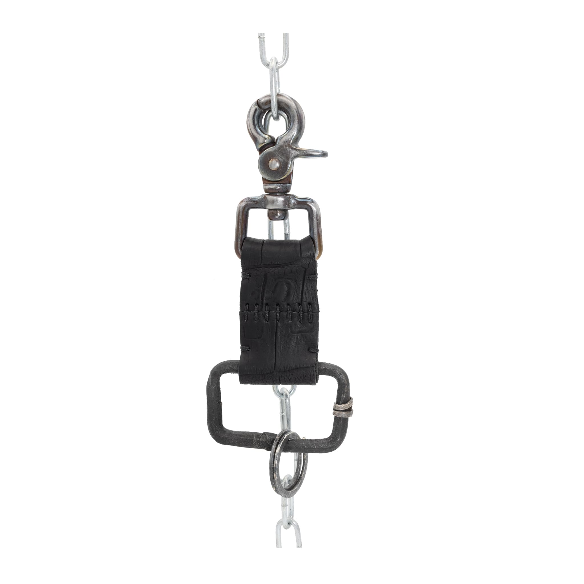 the hand sewn crocodile leather keychain features a flat matte black dye treatment and a distressed lobster swivel clip. a hand forged black iron ring holds the oxidised .925 silver key ring. Buy online from avant garde leather studio atelier skn.