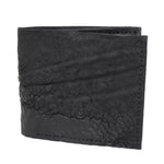 a closed seam 8 pocket bifold wallet crafted from a butter soft reverse culatta leather with a matte black object dyed finish. a riri zipper pocket is adorned with a hand forged solid .925sterling silver zipper pull available to buy online from artisanal leather studio atelierskn.com