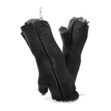 hand stitched over a 40hr period the washed culatta leather gloves feature deconstructed open seam panels, and a stone washed ramie lining. wet moulded on the body over an 8 hour period for a sculptured aesthetic. the gloves are available to buy online from avant garde leather studio atelierskn.com