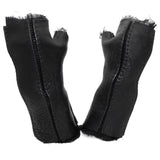 hand stitched over a 40hr period the washed culatta leather gloves feature deconstructed open seam panels, and a stone washed ramie lining. wet moulded on the body over an 8 hour period for a sculptured aesthetic. the gloves are available to buy online from avant garde leather studio atelierskn.com