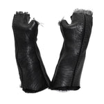 hand stitched over a 40hr period the washed culatta leather gloves feature deconstructed open seam panels, and a stone washed ramie lining. wet moulded on the body over an 8 hour period for a sculptured aesthetic. the gloves are available to buy online from avant garde leather studio atelierskn.com