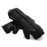 hand stitched over a 40hr period the washed culatta leather gloves feature deconstructed open seam panels, and a stone washed ramie lining. wet moulded on the body over an 8 hour period for a sculptured aesthetic. the gloves are available to buy online from avant garde leather studio atelierskn.com
