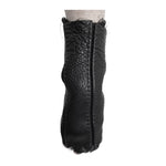 hand stitched over a 40hr period the washed culatta leather gloves feature deconstructed open seam panels, and a stone washed ramie lining. wet moulded on the body over an 8 hour period for a sculptured aesthetic. the gloves are available to buy online from avant garde leather studio atelierskn.com