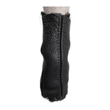 hand stitched over a 40hr period the washed culatta leather gloves feature deconstructed open seam panels, and a stone washed ramie lining. wet moulded on the body over an 8 hour period for a sculptured aesthetic. the gloves are available to buy online from avant garde leather studio atelierskn.com