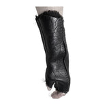 hand stitched over a 40hr period the washed culatta leather gloves feature deconstructed open seam panels, and a stone washed ramie lining. wet moulded on the body over an 8 hour period for a sculptured aesthetic. the gloves are available to buy online from avant garde leather studio atelierskn.com