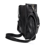 a multiple pocket matte black horse culatta leather shoulder bag with a detachable strap and custom hand forged iron hardware from independent designer atelier SKN.