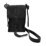 black washed culatta leather crossbody bag available to buy online at atelierskn.com. an independent designer offering a fastidious collection of avant garde leather bags and accessories.