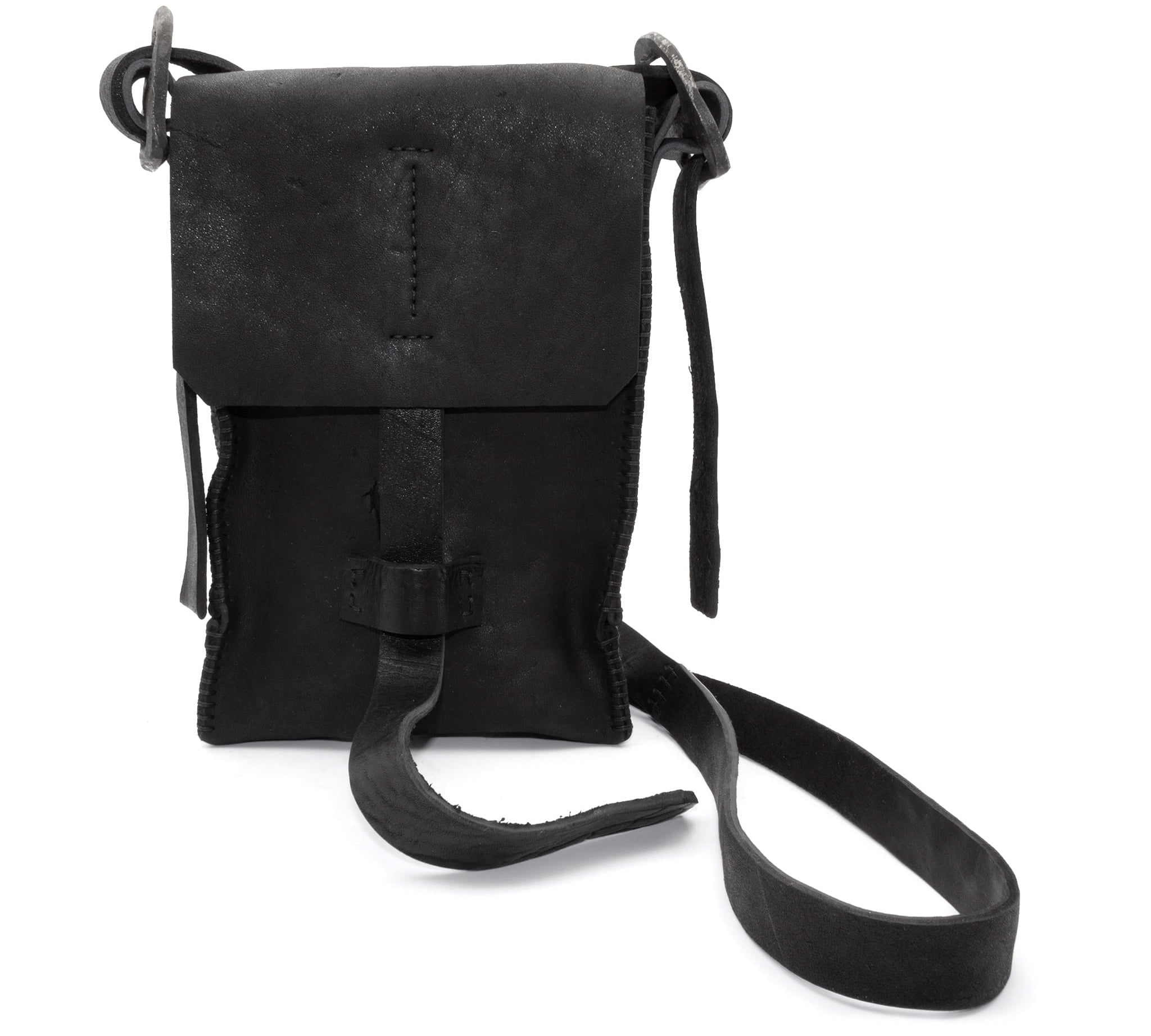 black washed culatta leather crossbody bag available to buy online at atelierskn.com. an independent designer offering a fastidious collection of avant garde leather bags and accessories.