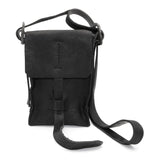 black washed culatta leather crossbody bag available to buy online at atelierskn.com. an independent designer offering a fastidious collection of avant garde leather bags and accessories.