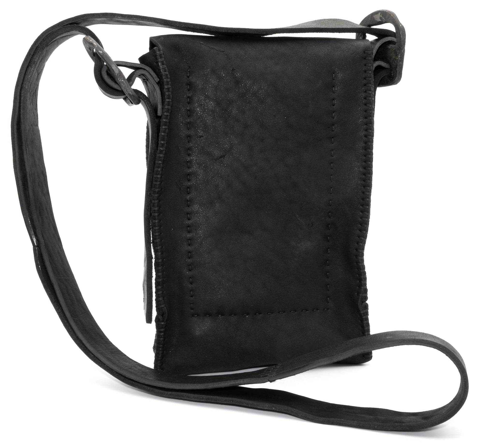 black washed culatta leather crossbody bag available to buy online at atelierskn.com. an independent designer offering a fastidious collection of avant garde leather bags and accessories.