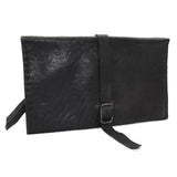 avant garde hand sewn black culatta leather bifold long wallet available online at atelierskn.com
