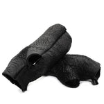 hand stitched over a 35hr period the washed reverse culatta gloves feature an open seam panel construction, a distressed black dye treatment and japanese linen thread for the stitching. the gloves are wet moulded on the body and available to buy online from avant garde leather studio atelierskn.com 