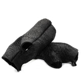 hand stitched over a 35hr period the washed reverse culatta gloves feature an open seam panel construction, a distressed black dye treatment and japanese linen thread for the stitching. the gloves are wet moulded on the body and available to buy online from avant garde leather studio atelierskn.com 