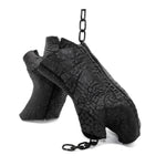 hand stitched over a 35hr period the washed reverse culatta gloves feature an open seam panel construction, a distressed black dye treatment and japanese linen thread for the stitching. the gloves are wet moulded on the body and available to buy online from avant garde leather studio atelierskn.com 