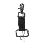 the hand sewn crocodile leather keychain features a flat matte black dye treatment and a distressed lobster swivel clip. a hand forged black iron ring holds the oxidised .925 silver key ring. Buy online from avant garde leather studio atelier skn.