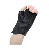 hand stitched over a 35hr period the washed horse culatta leather gloves feature deconstructed open seam panels, and a multiple layer absinthe dye treatment. the gloves are available to buy online from avant garde leather studio atelierskn.com