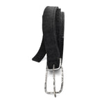 a double layered object dyed matte black full grain reverse horse culatta leather belt with a hand forged oxidised .925 sterling silver buckle for men and women. expertly hand sewn by independent UK based artisanal designer atelier SKN.
