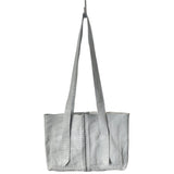 object dyed light grey horse culatta leather city shopper bag entirely hand stitched with an open seam construction and multiple interior pockets from uk based leather studio atelier skn.