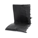 a closed seam 4 pocket bifold wallet crafted from a supple matte black washed horse leather with a closed seam construction. the wallet features a tonal rubber drip and is available to buy online from artisanal leather studio atelierskn.com