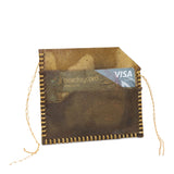 rust dyed transparent horse leather wedge cardholder | atelier skn