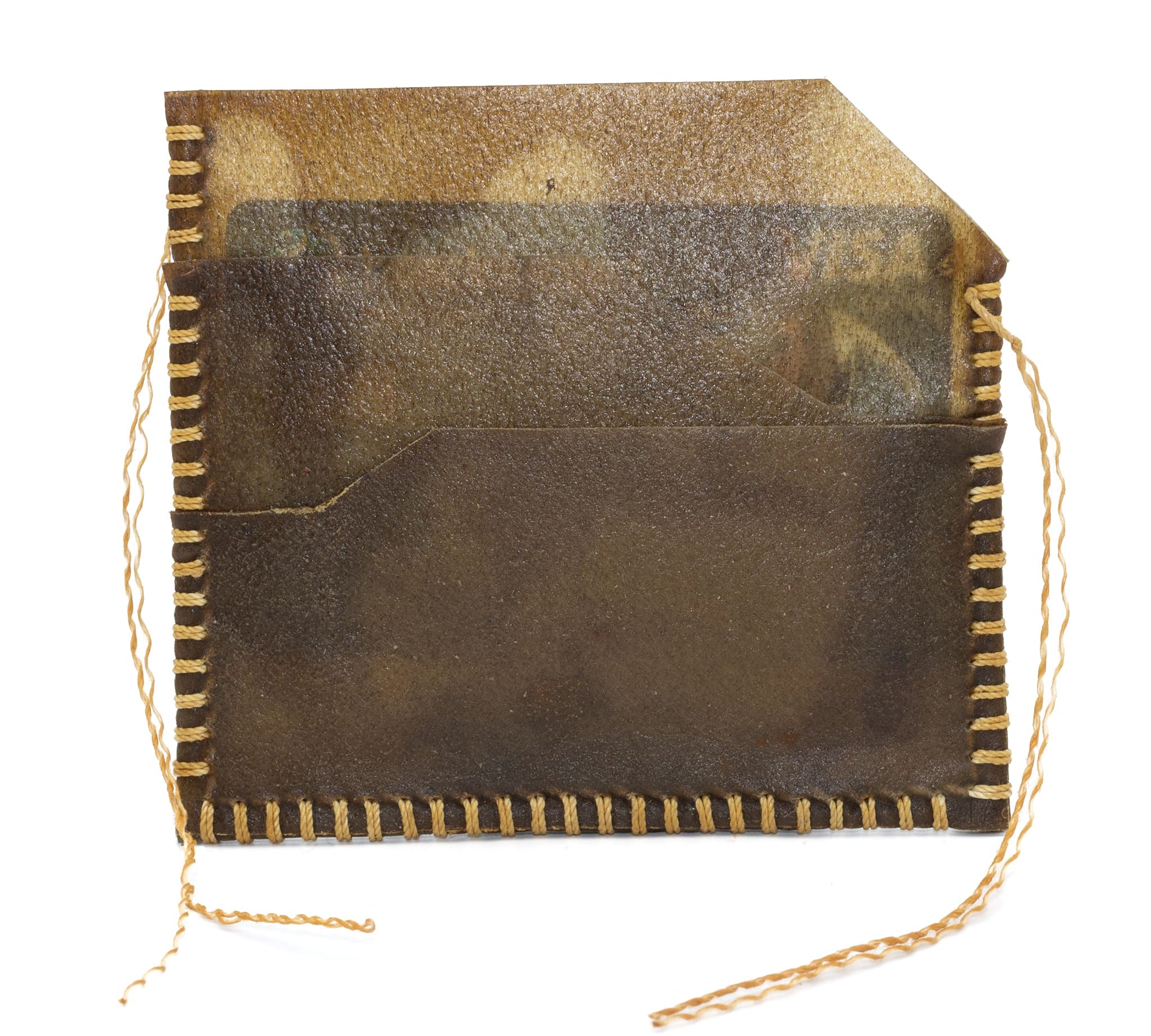 rust dyed transparent horse leather wedge cardholder | atelier skn