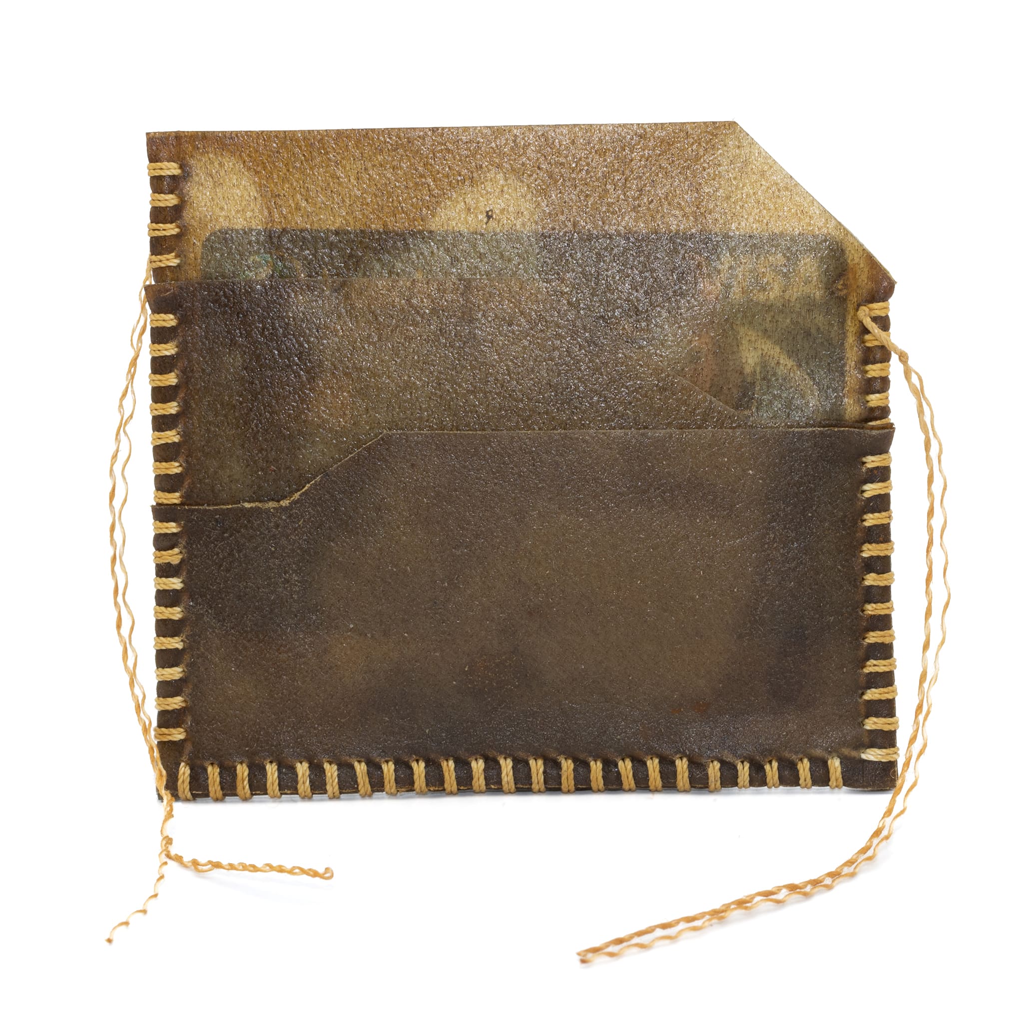 rust dyed transparent horse leather wedge cardholder | atelier skn