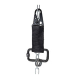 the hand sewn ostrich leather keychain features a flat matte black dye treatment and a distressed military sling clip. a hand forged black iron ring holds the oxidised .925 silver key ring. Buy online from avant garde leather studio atelier skn.
