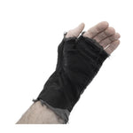 hand stitched over a 35hr period the washed kangaroo leather gloves feature deconstructed open seam panels, and an object dyed raw silk floating lining. the gloves are available to buy online from avant garde leather studio atelierskn.com