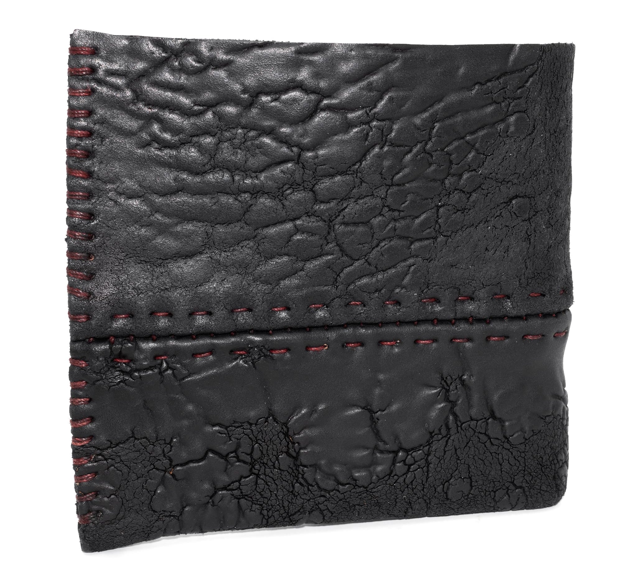 black reverse horse culatta leather closed seam bifold wallet | atelier skn