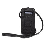 meticulously hand stitched, the washed reverse horse culatta leather phone case features a minimal silhouette, with a distressed iron dye treatment, tonal linen stitching and a card slot to the rear. the phone holder is available to buy online from avant garde designer atelierskn.com 