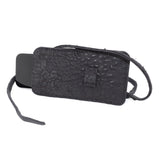 meticulously hand stitched, the washed reverse horse culatta leather phone case features a minimal silhouette, with a distressed iron dye treatment, tonal linen stitching and a card slot to the rear. the phone holder is available to buy online from avant garde designer atelierskn.com 