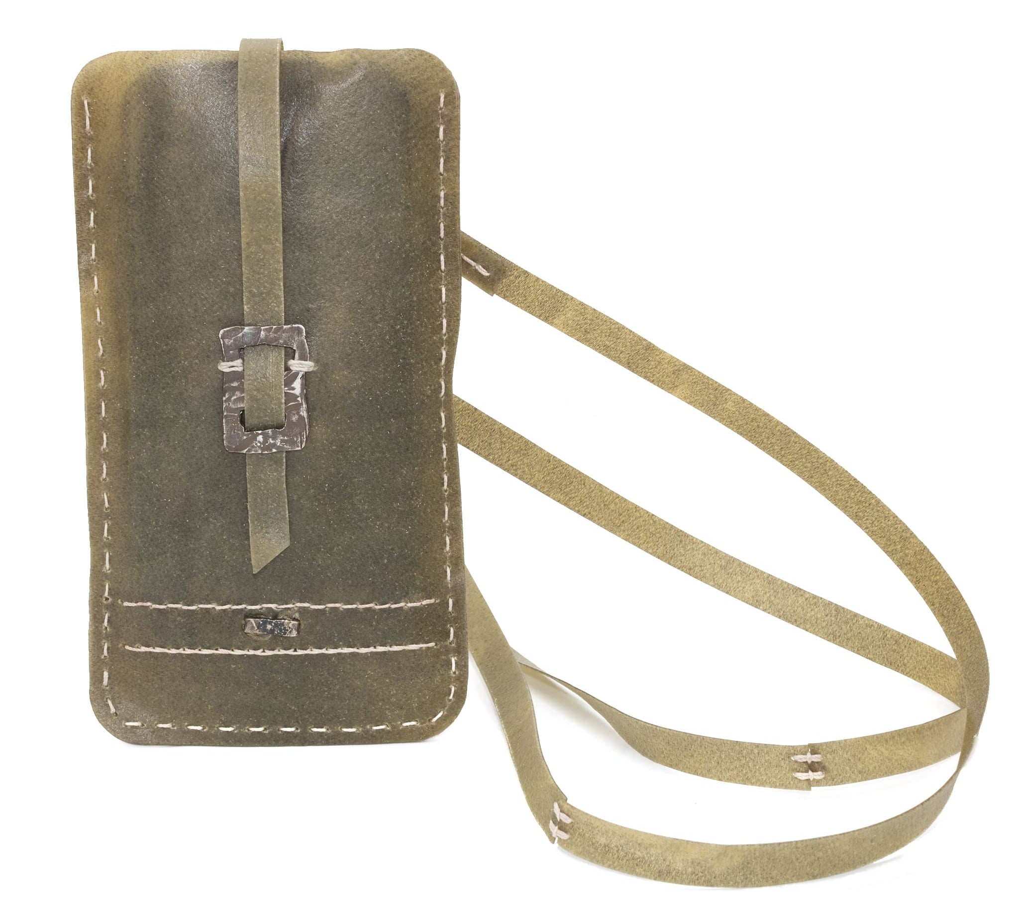 meticulously hand stitched, the transparent horse leather phone case features a minimal silhouette with tonal linen stitching and hand forged .925 sterling silver hardware. the phone holder is available to buy online from avant garde designer atelierskn.com 