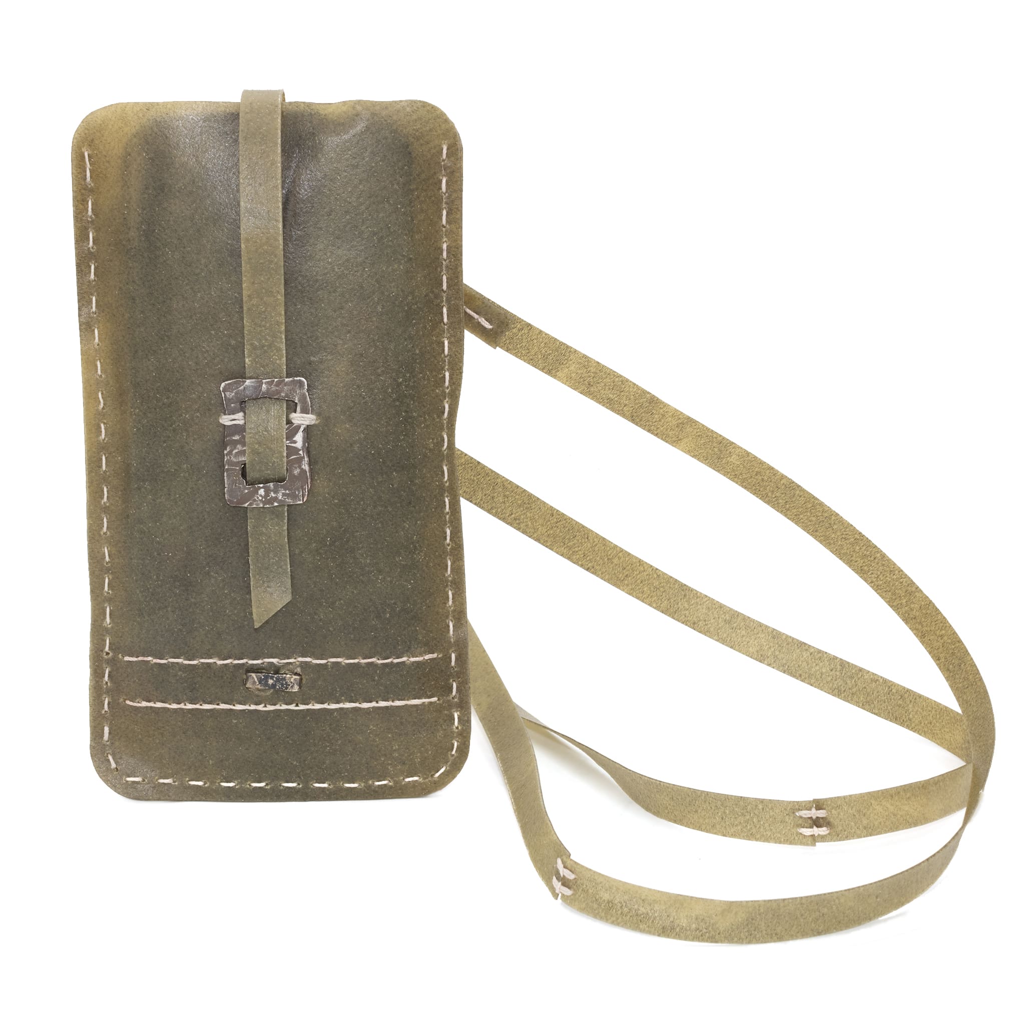 meticulously hand stitched, the transparent horse leather phone case features a minimal silhouette with tonal linen stitching and hand forged .925 sterling silver hardware. the phone holder is available to buy online from avant garde designer atelierskn.com 