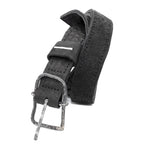 a double layered object dyed matte black full grain reverse horse culatta leather belt with a hand forged slow oxidised .925 sterling silver organic form buckle, expertly hand sewn by independent UK based artisanal designer atelier SKN.