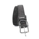 a double layered object dyed matte black full grain reverse horse culatta leather belt with a hand forged slow oxidised .925 sterling silver organic form buckle, expertly hand sewn by independent UK based artisanal designer atelier SKN.