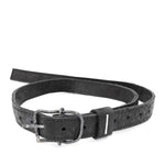 a double layered object dyed matte black full grain reverse horse culatta leather belt with a hand forged slow oxidised .925 sterling silver organic form buckle, expertly hand sewn by independent UK based artisanal designer atelier SKN.
